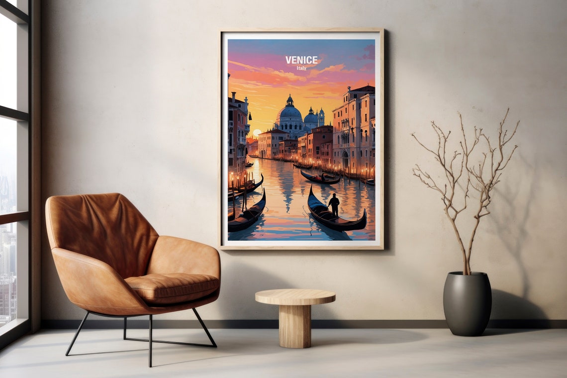Venice Italy Grand Canal Gondolas Sunset Domes Romance Poster - Image 2