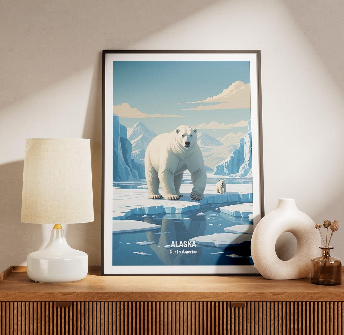 Alaska Polar Bear on Arctic Ice Floes Glacier Wildlife Poster - Image 3