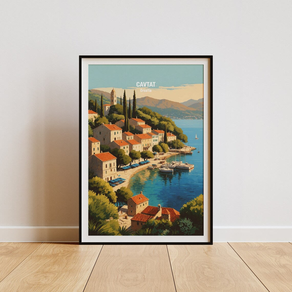 Cavtat Croatia Harbor Village Adriatic Coast View Town Poster