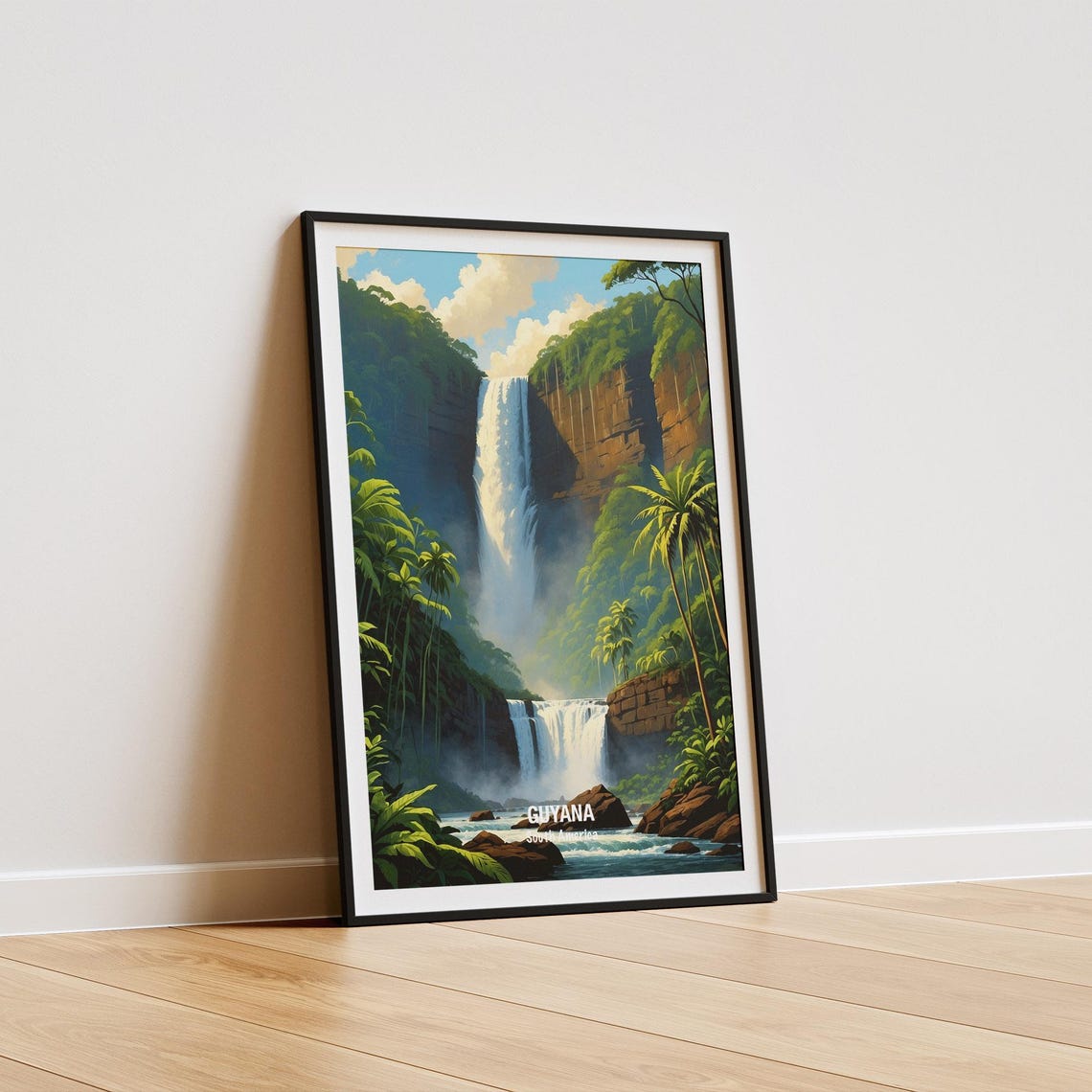 Guyana Tall Waterfall In Lush Rainforest South America Poster - Image 5