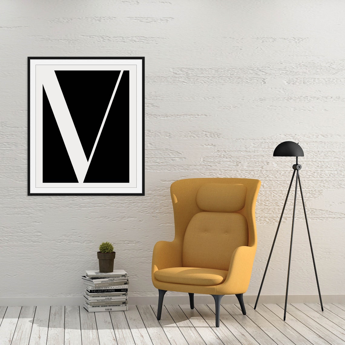 Modern Monogram Initial Letter Black White Gallery Wall Art Set - Image 3