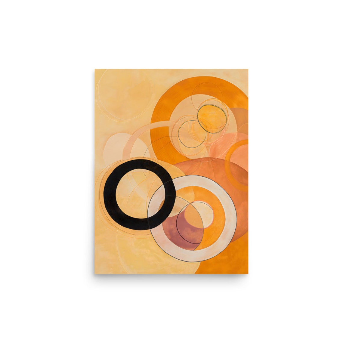 Hilma af Klint Style Amber Circles Overlapping Ovals Warm Art Poster - Image 3