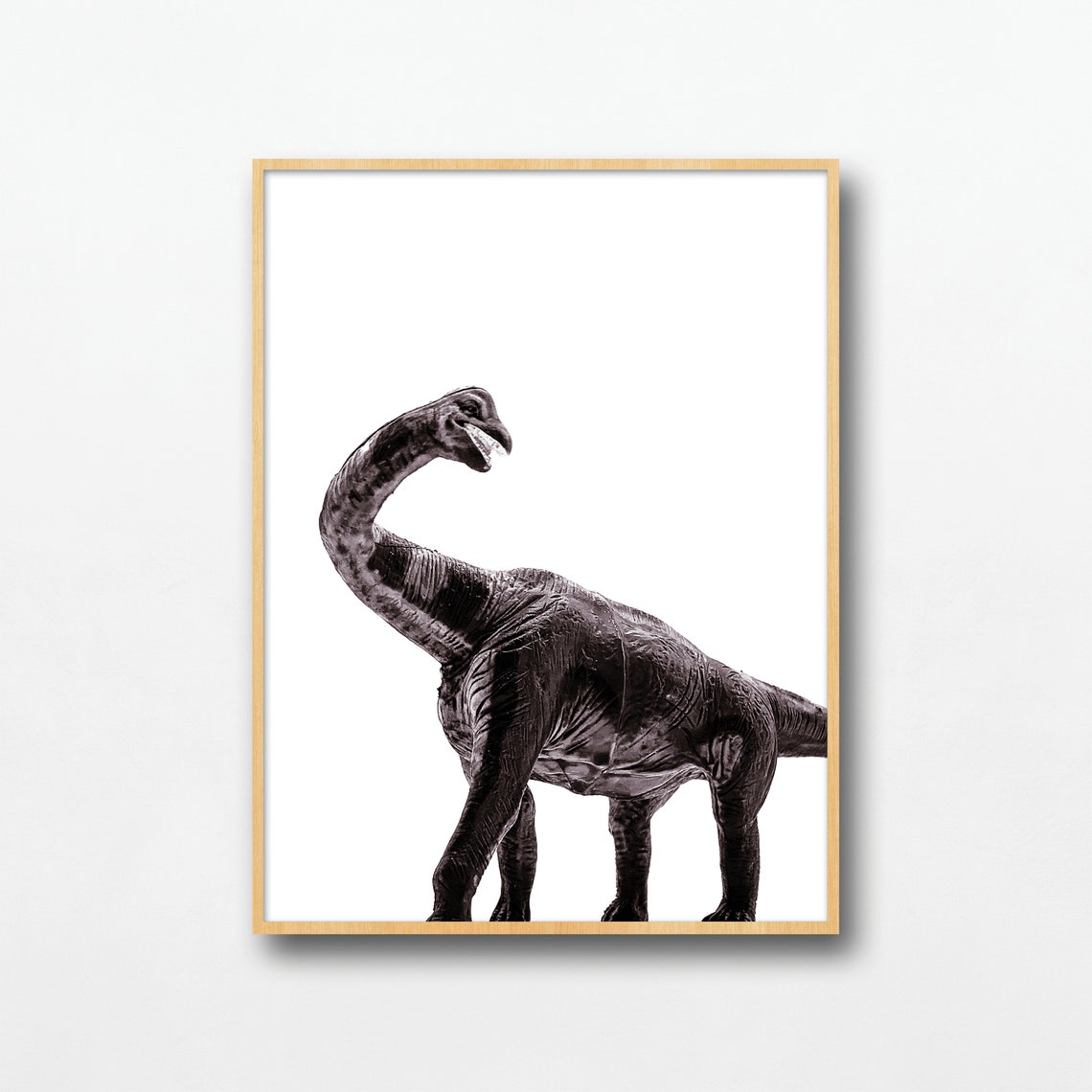 Brachiosaurus Long Neck Dinosaur Toy Black White Kids Poster - Image 2
