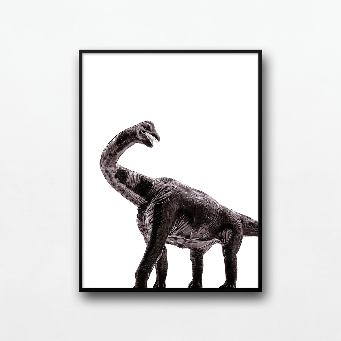 Brachiosaurus Long Neck Dinosaur Toy Black White Kids Poster