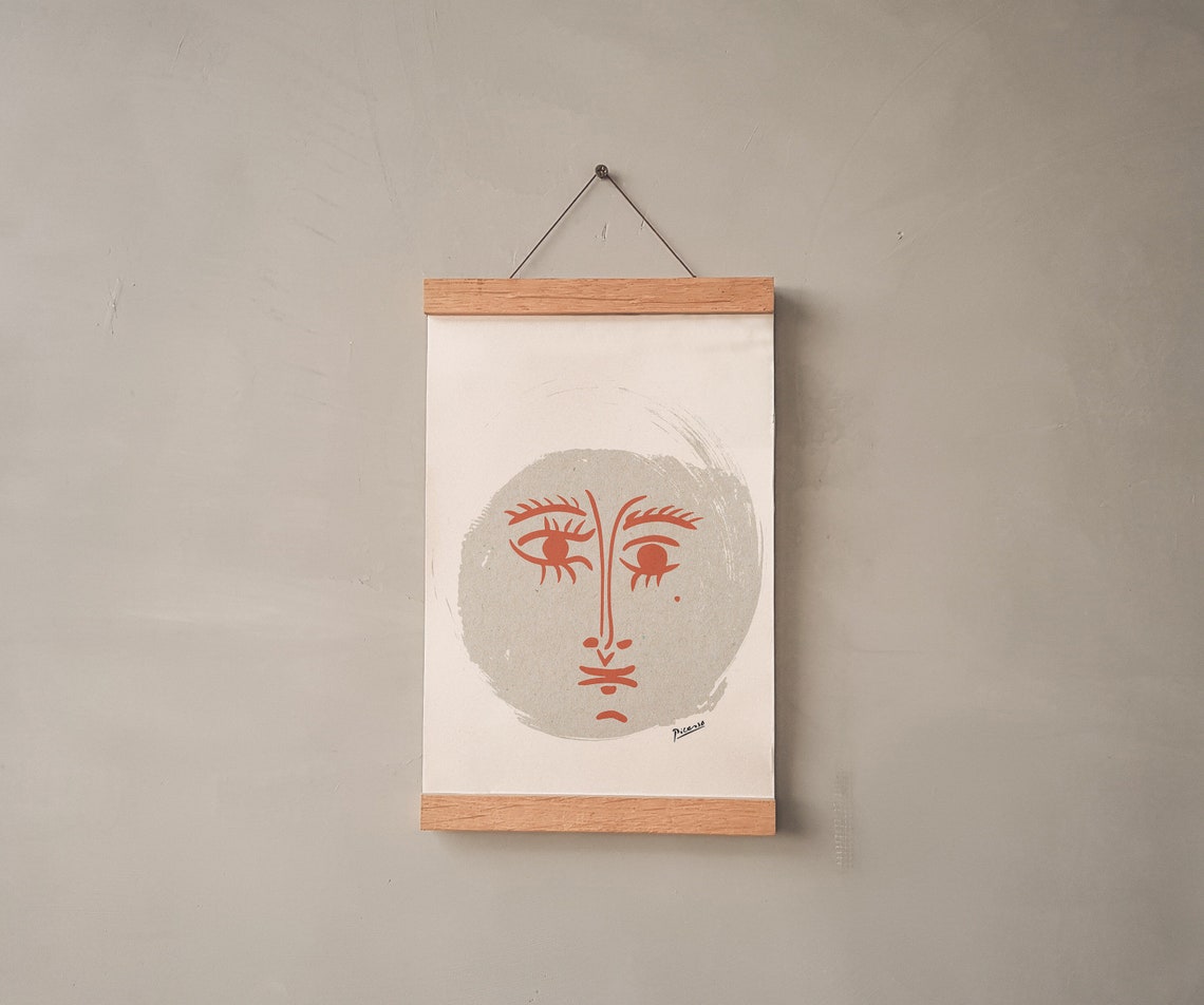 Picasso Style Red Face Line Art Modern Abstract Gallery Poster - Image 2