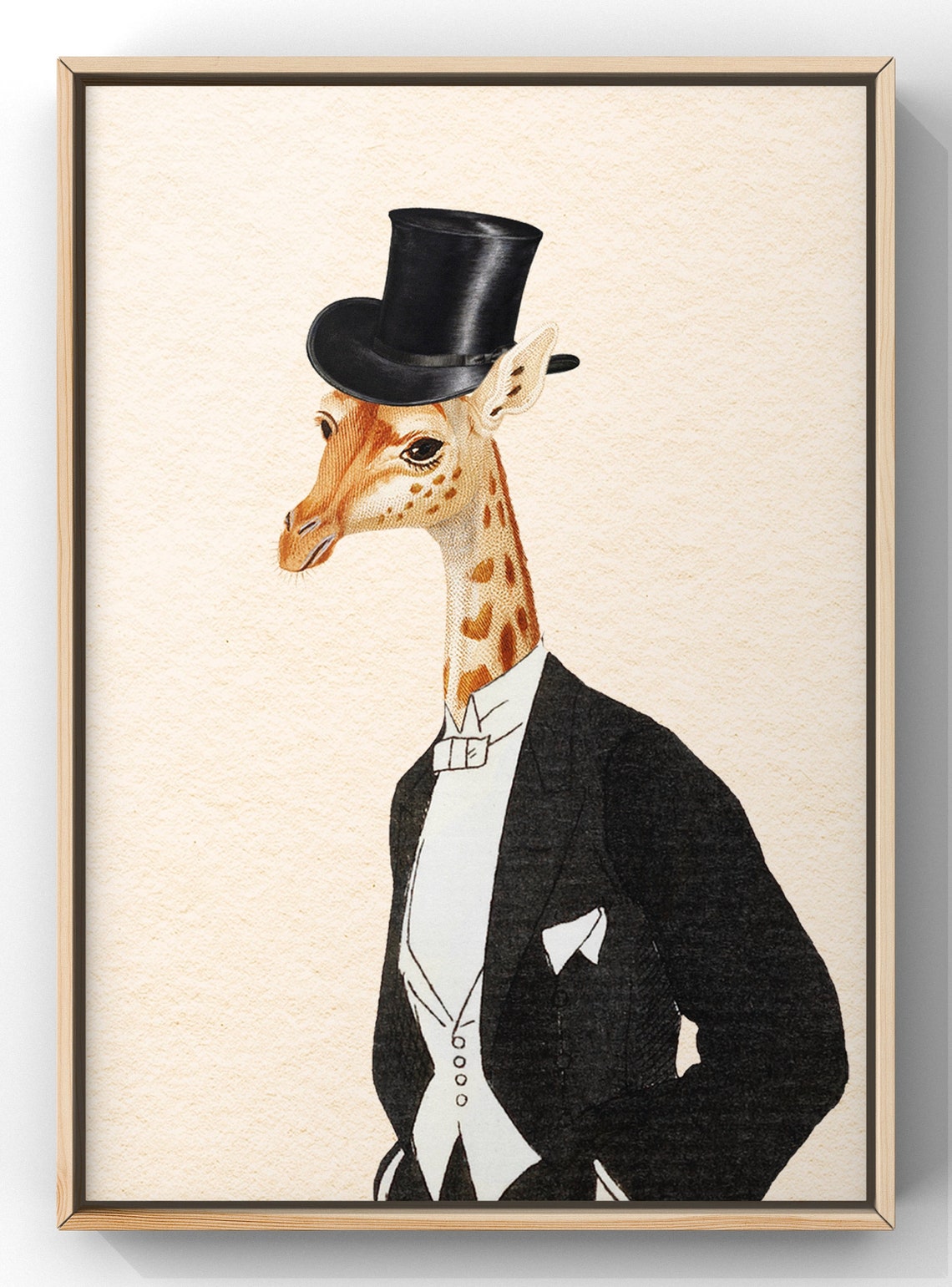Giraffe In Top Hat And Suit Dapper Gentleman Portrait Style Poster