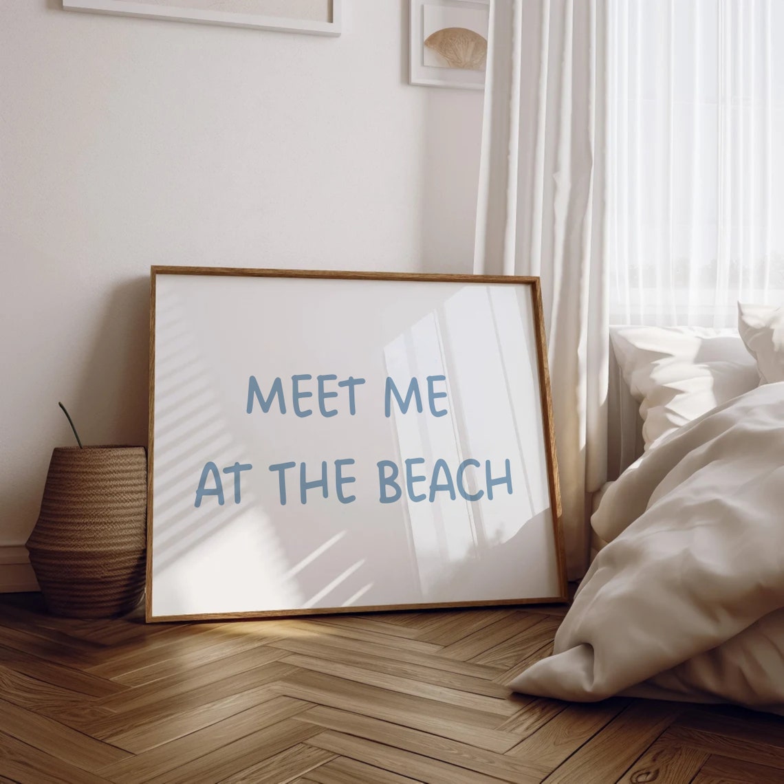 Meet Me At The Beach Light Blue Handwritten Style Wall Poster - Image 2