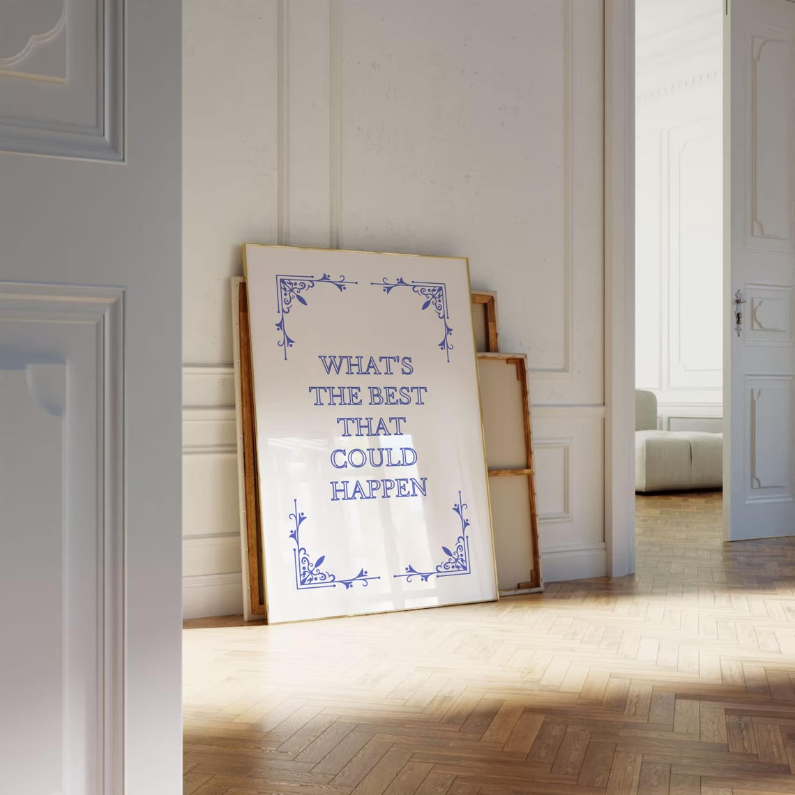 Whats the Best That Could Happen Blue Ceramic Tile Quote Poster - Image 3