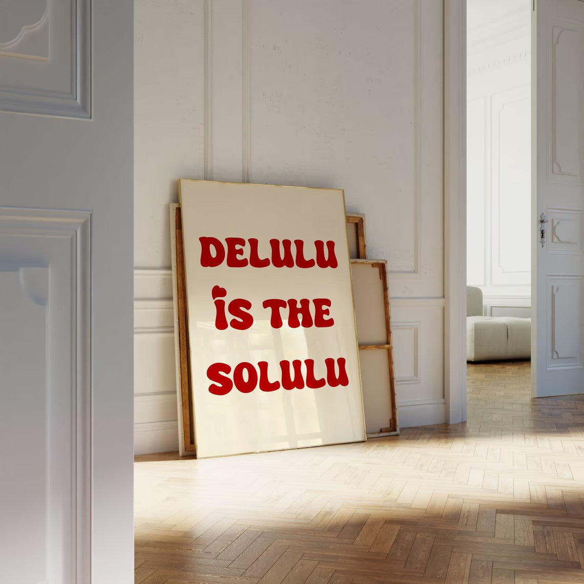 Delulu Is the Solulu Red Retro Bubble Letter Trendy Quote Poster - Image 4