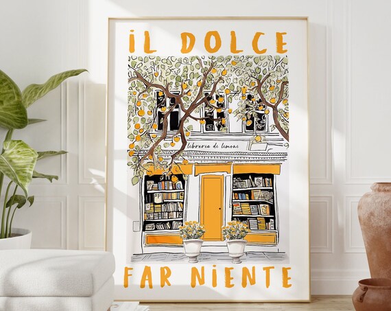 Dolce Far Niente Italian Lemon Bookshop Art Print
