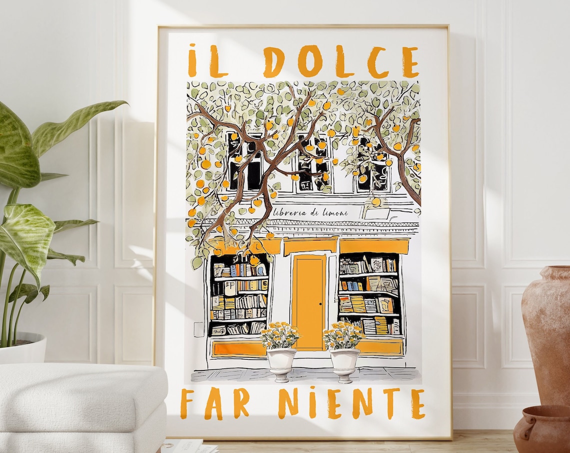 Dolce Far Niente Italian Lemon Bookshop Art Print