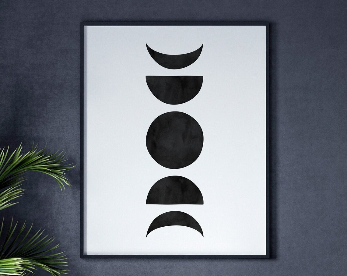 Boho Moon Bedroom Art Print, Lunar Phases Decor - Image 2