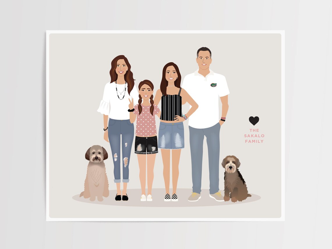 Additional Pet For Custom Family Portrait Dog Drawing