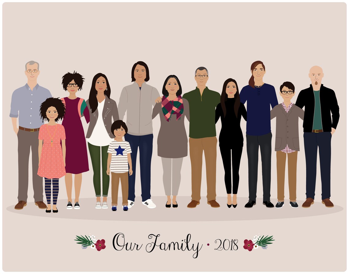 Large Family Portrait, Family Reunion Wall Art Print - Image 5