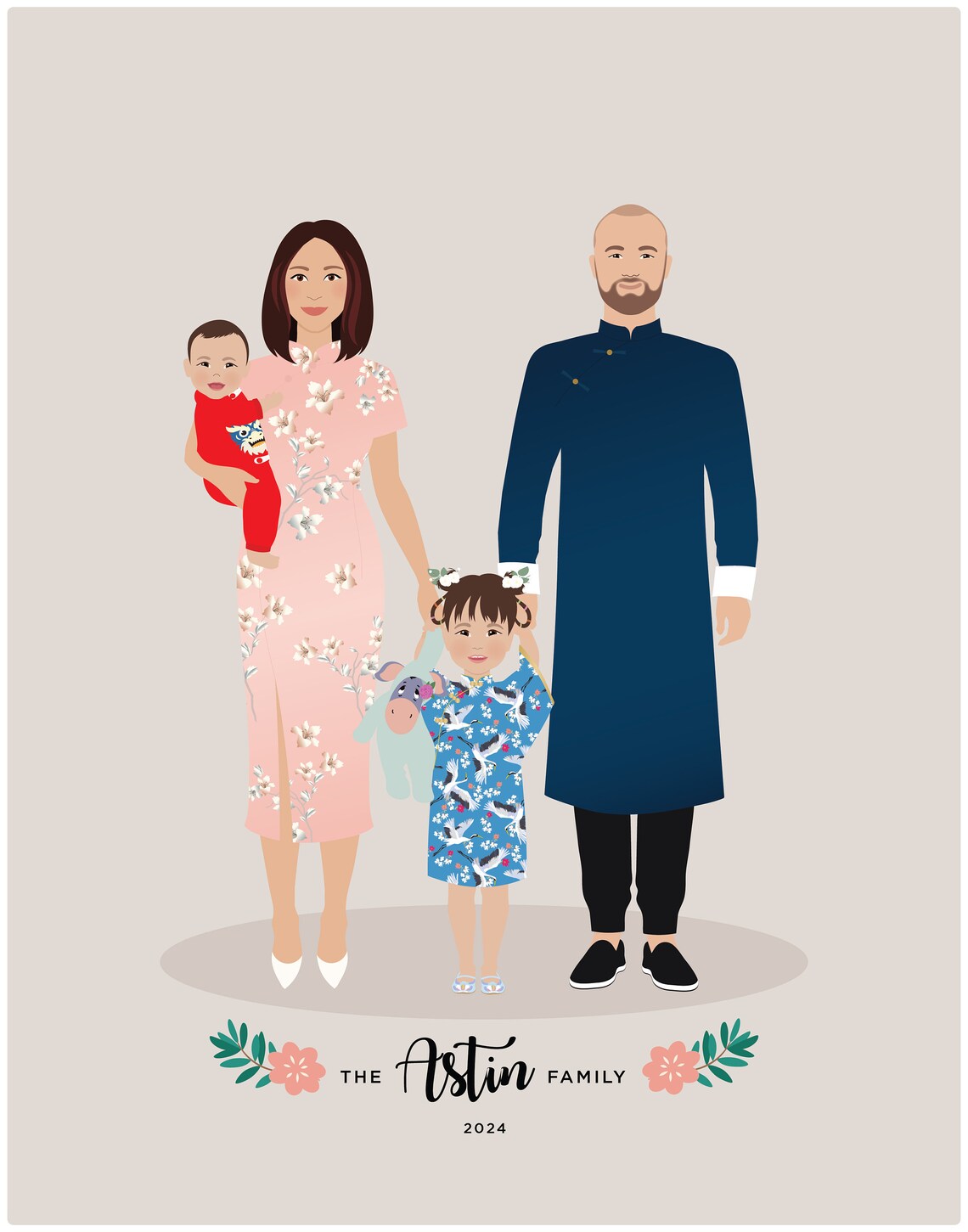 Custom Family Portrait, Personalised Print - Image 2