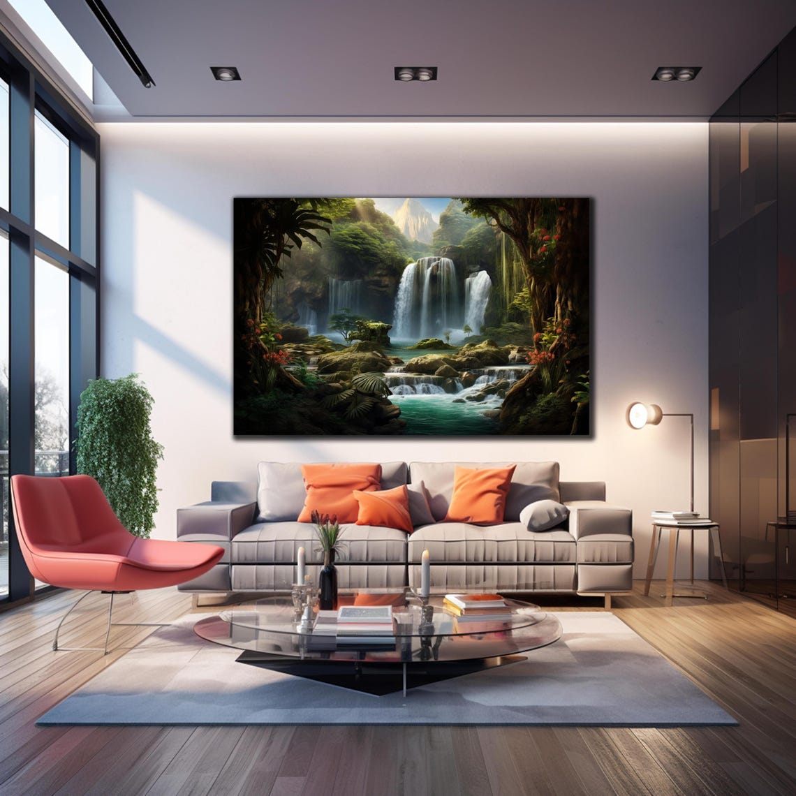 Tropical Waterfall Jungle Mountain Peak Paradise Nature Wall Poster - Image 4