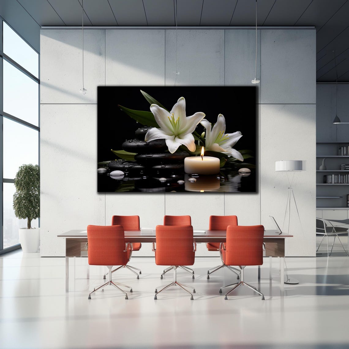 Lily Flower Tempered Glass Wall Art Glass Wall Decor Glass Printing Large Wall Art Glassware Vivid Colors Glass Picture Photo On Glass - Image 2