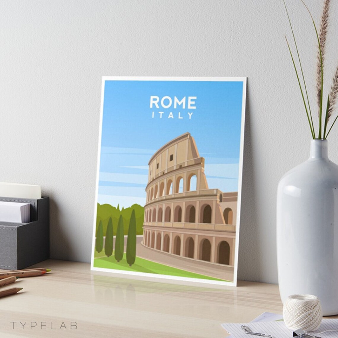 Rome Italy Art Print, Colosseum Travel Poster - Image 2