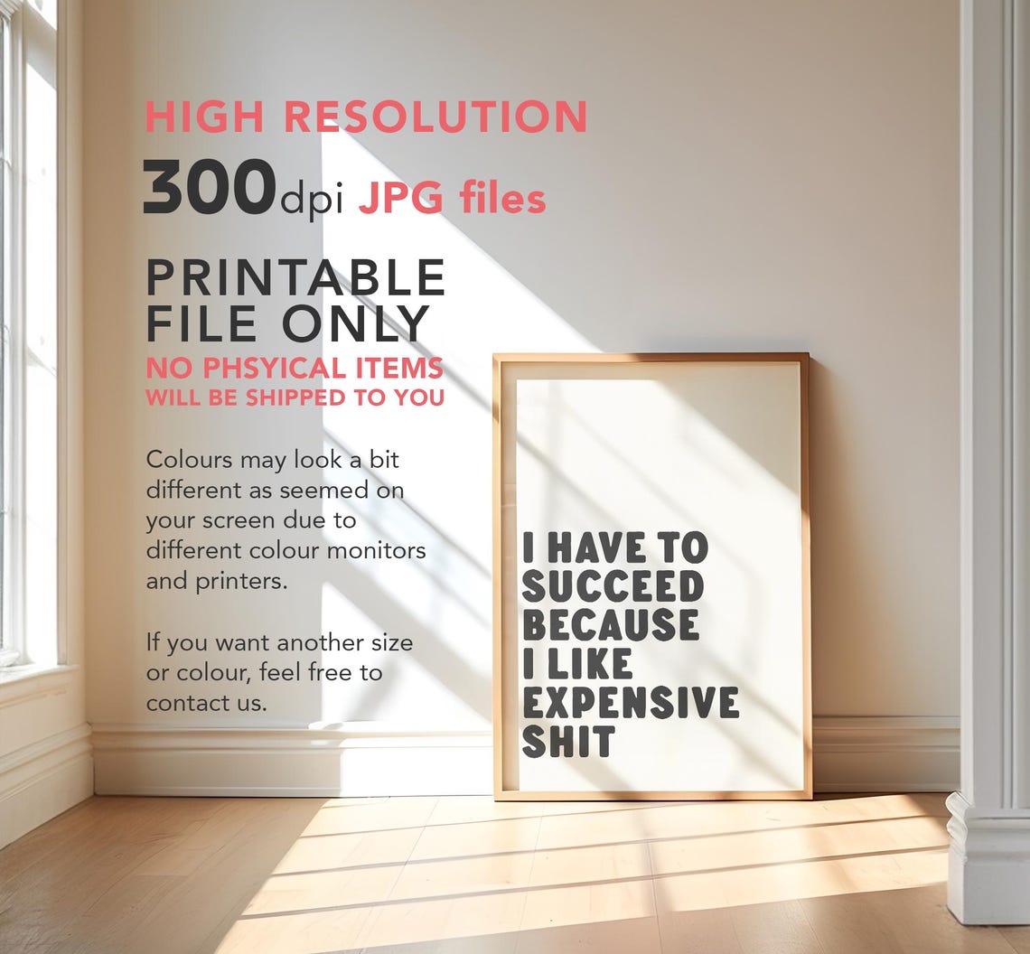 I Have To Succeed Because I Like Expensive Shit Funny Office Poster - Image 3