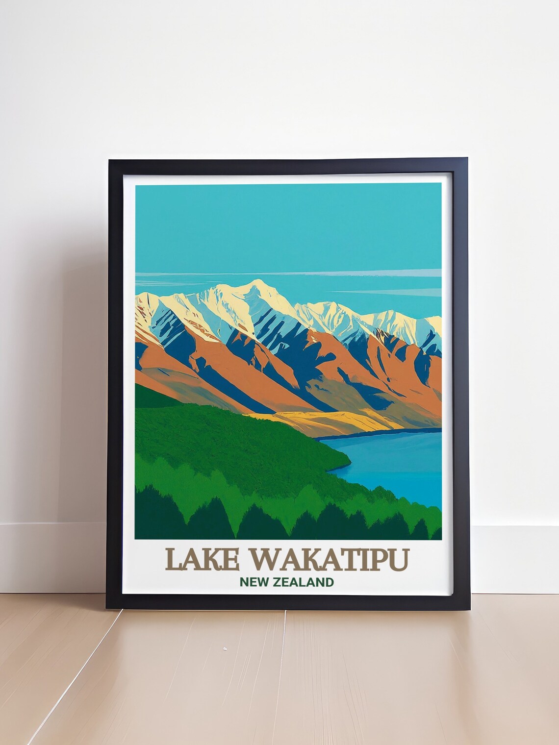 Lake Wakatipu New Zealand Snow Capped Mountain Peaks Travel Poster - Image 4