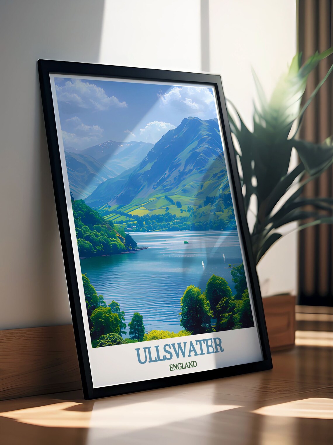 Ullswater Lake with Sailboats and Green Fells in England Poster - Image 3