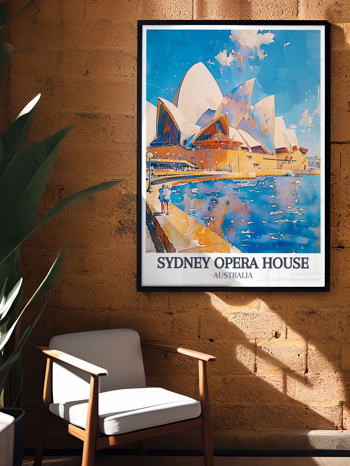 Sydney Opera House Circular Quay Harbour Watercolor Day View Poster - Image 2