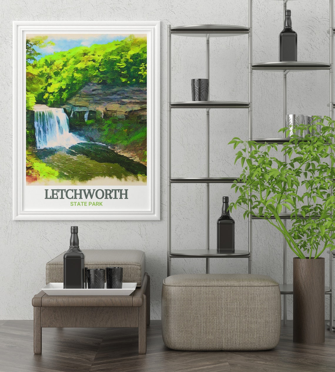 Letchworth State Park Gorge Waterfall Plunge Scenic Nature Poster - Image 3