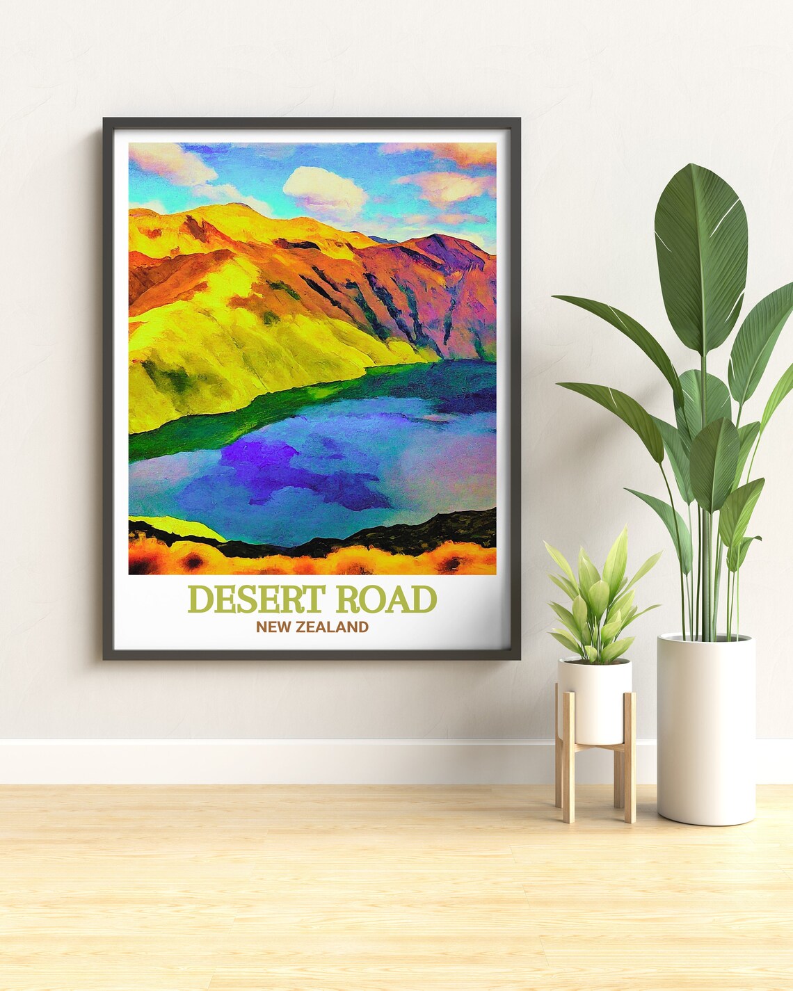 Desert Road Tama Lakes Golden Hills New Zealand Scenic Poster - Image 2