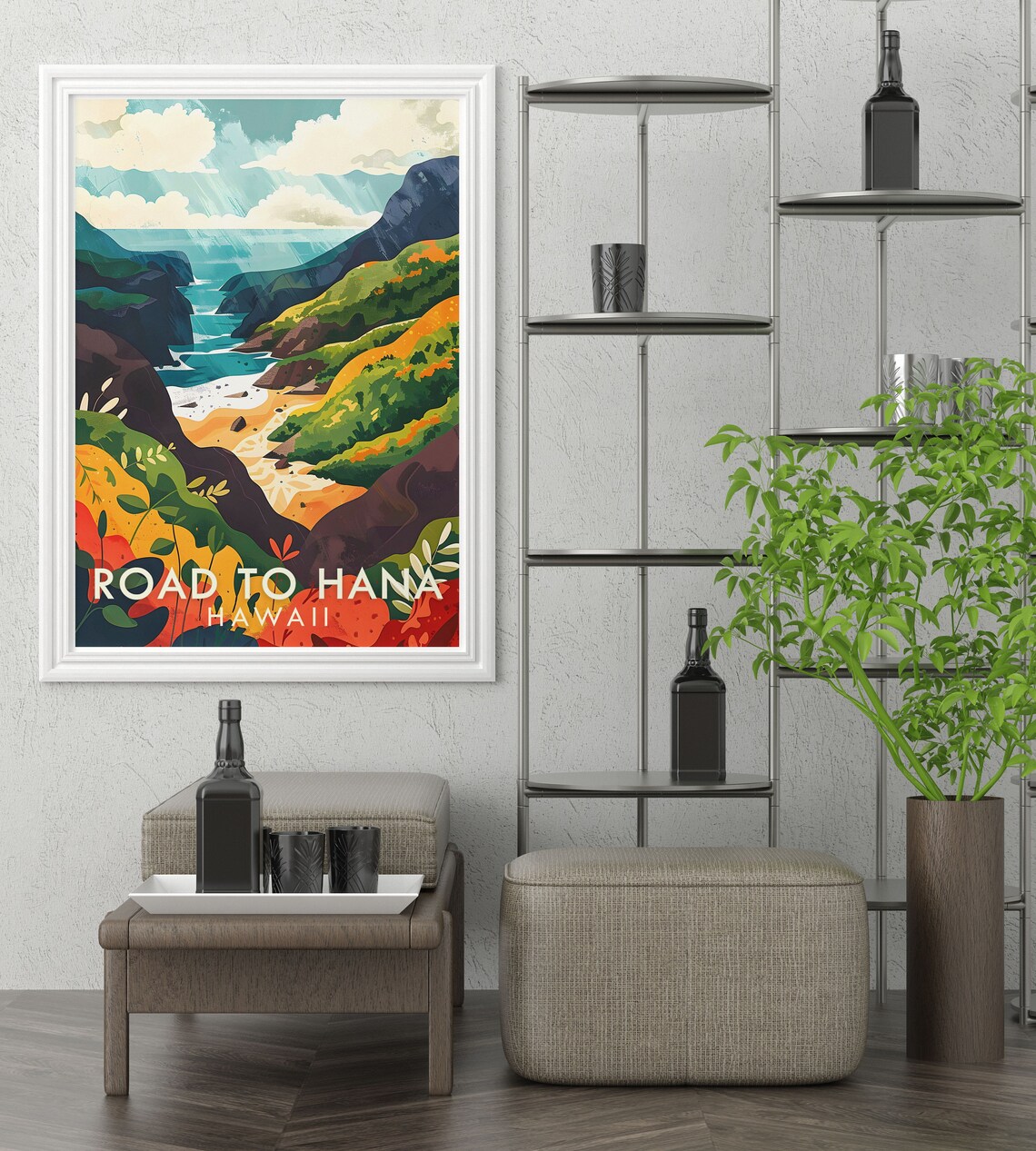Road to Hana Hawaii Colorful Coastal Cliffs Sandy Cove Poster - Image 3