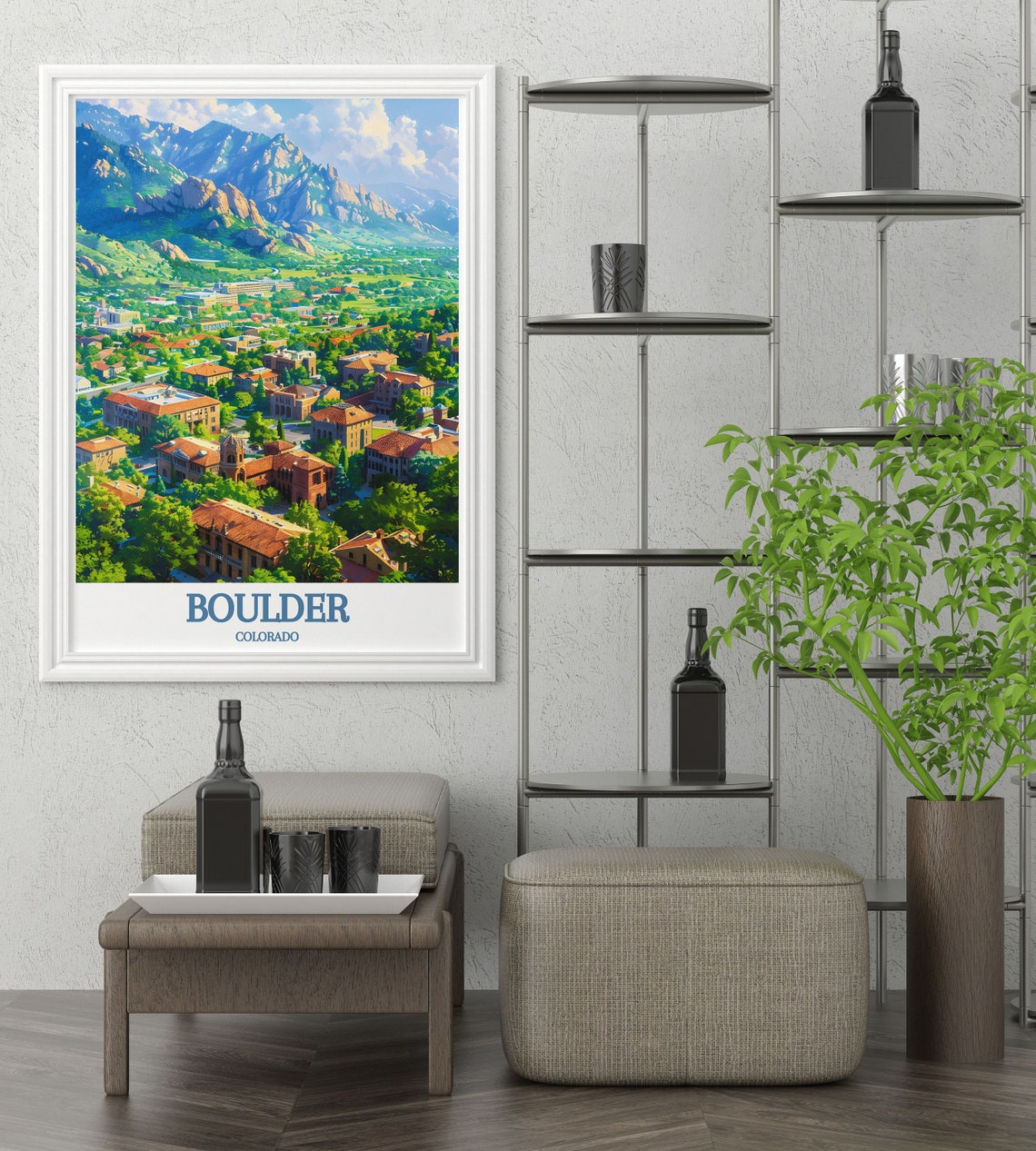 Boulder Colorado Red Tiled Roofs Mountain Backdrop Scenic Poster - Image 4