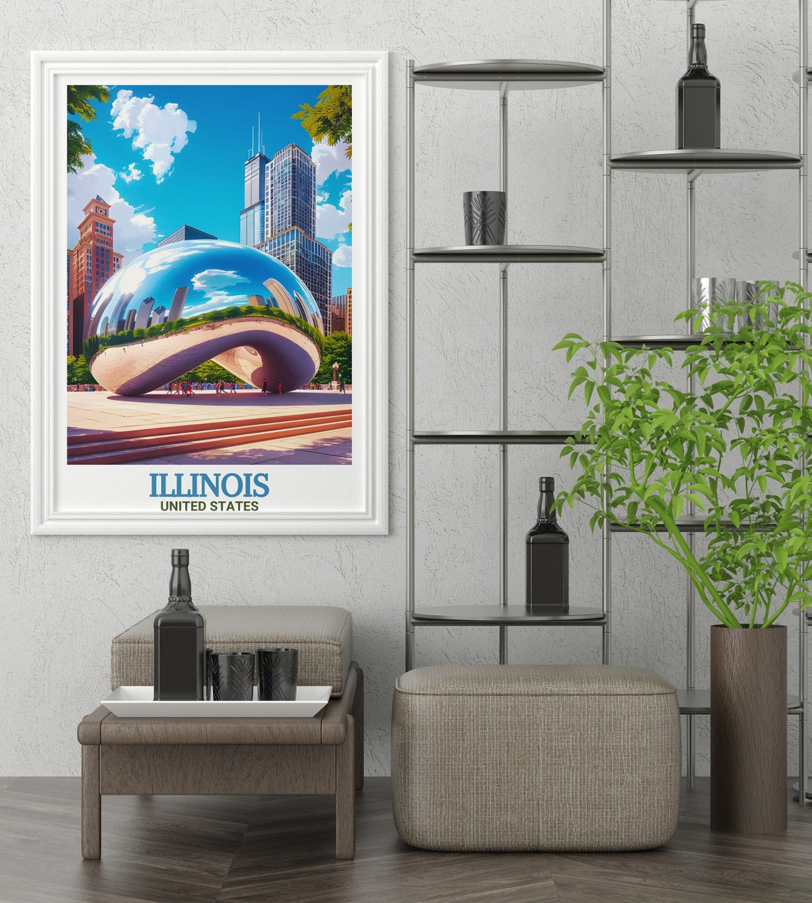Illinois Chicago Cloud Gate Bean Sculpture Millennium Park Poster - Image 3