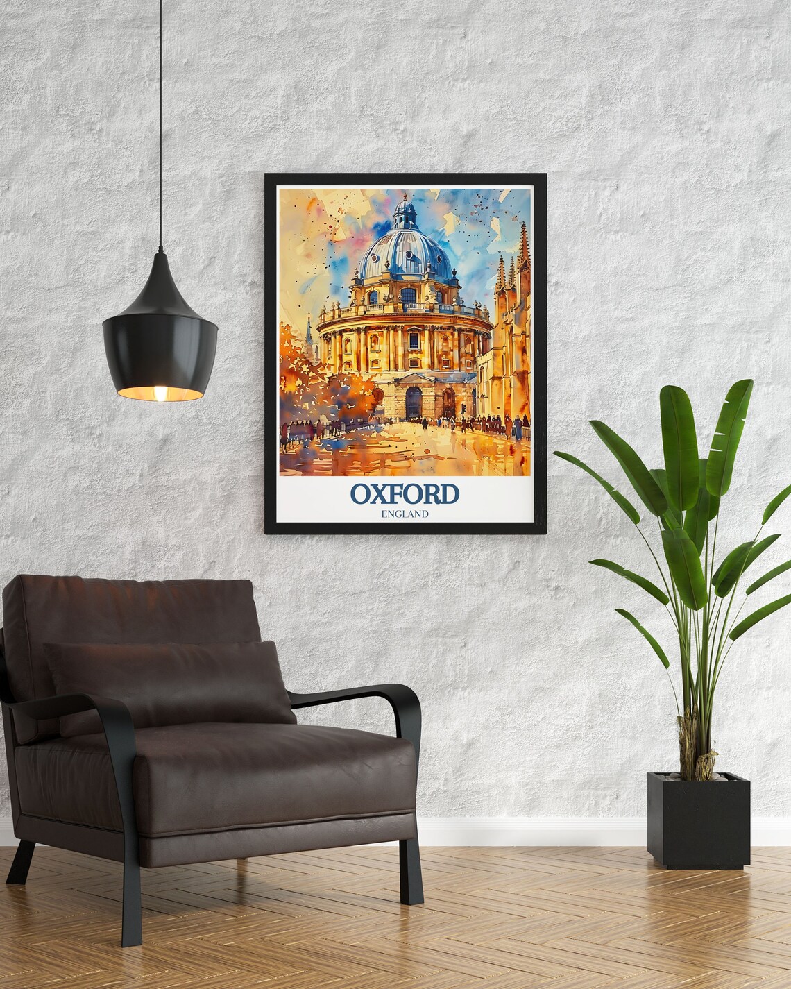 Oxford England Radcliffe Camera Golden Autumn Watercolor Poster - Image 2