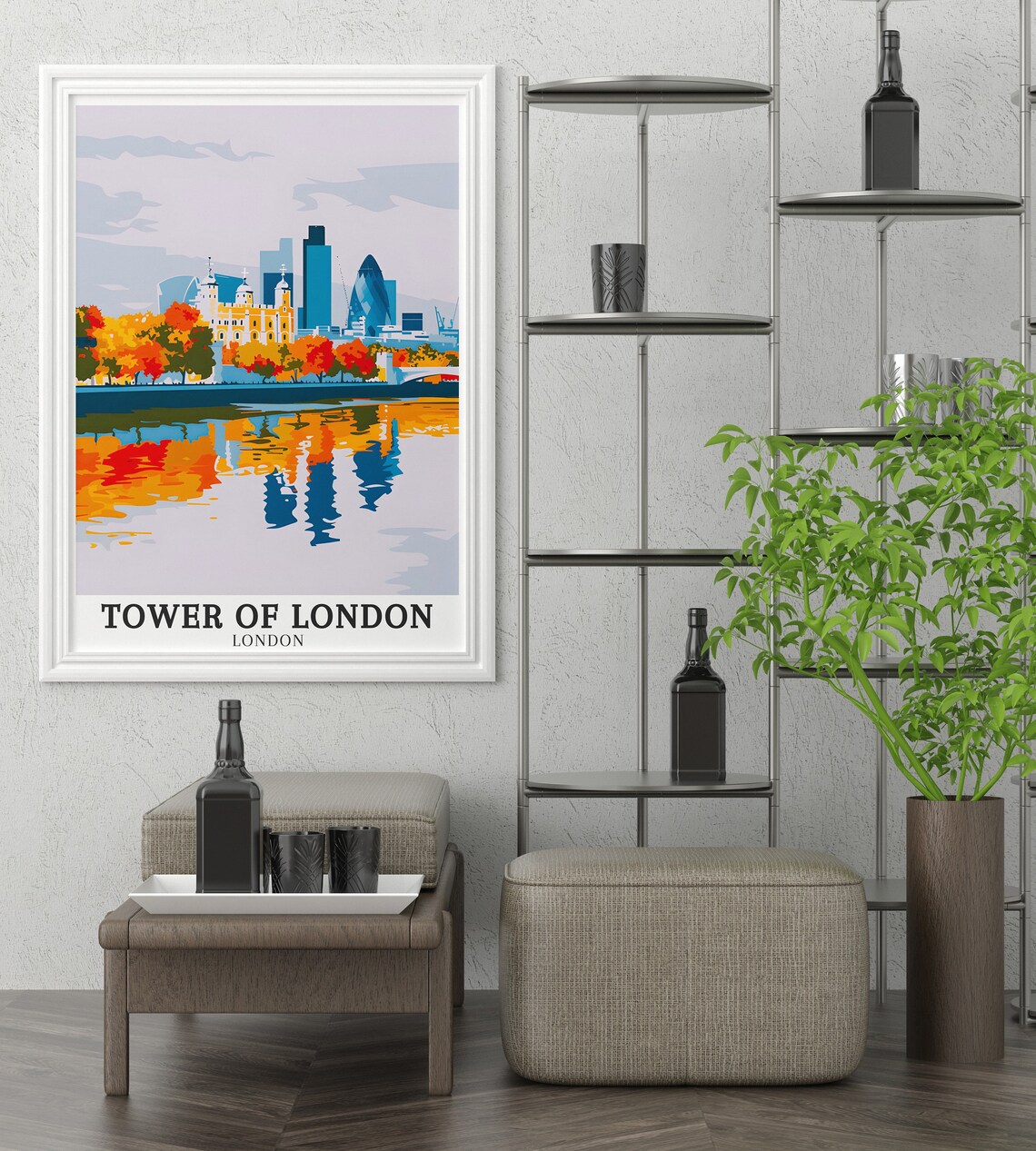 Tower Of London Colorful Riverside Skyline Autumn Thames View Poster - Image 3
