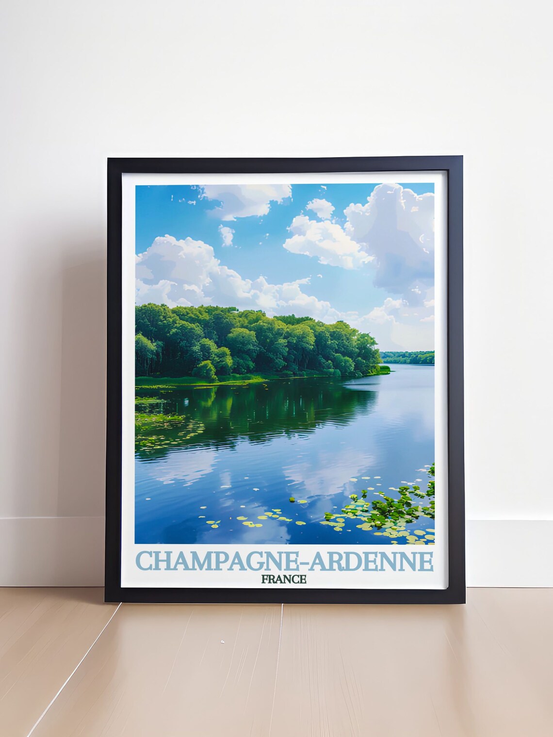 Champagne-Ardenne France Mirror Lake Forest Reflection Poster - Image 4