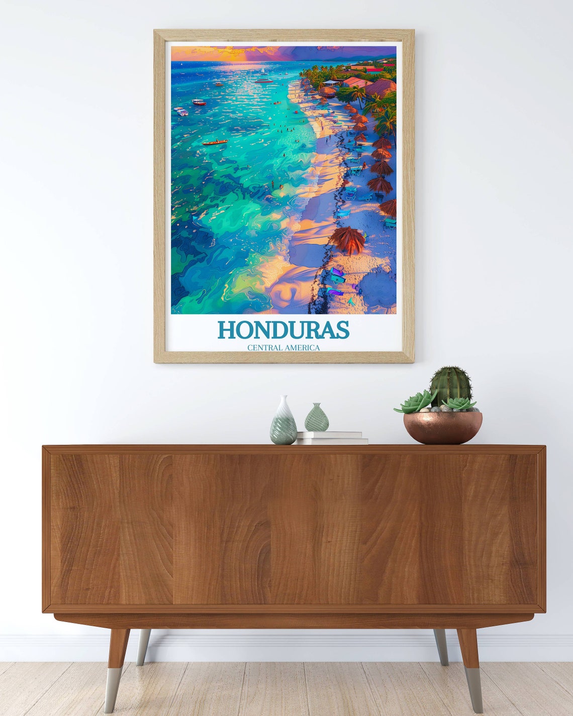 Honduras Central America Tropical Beach Aerial Turquoise Sea Poster - Image 2