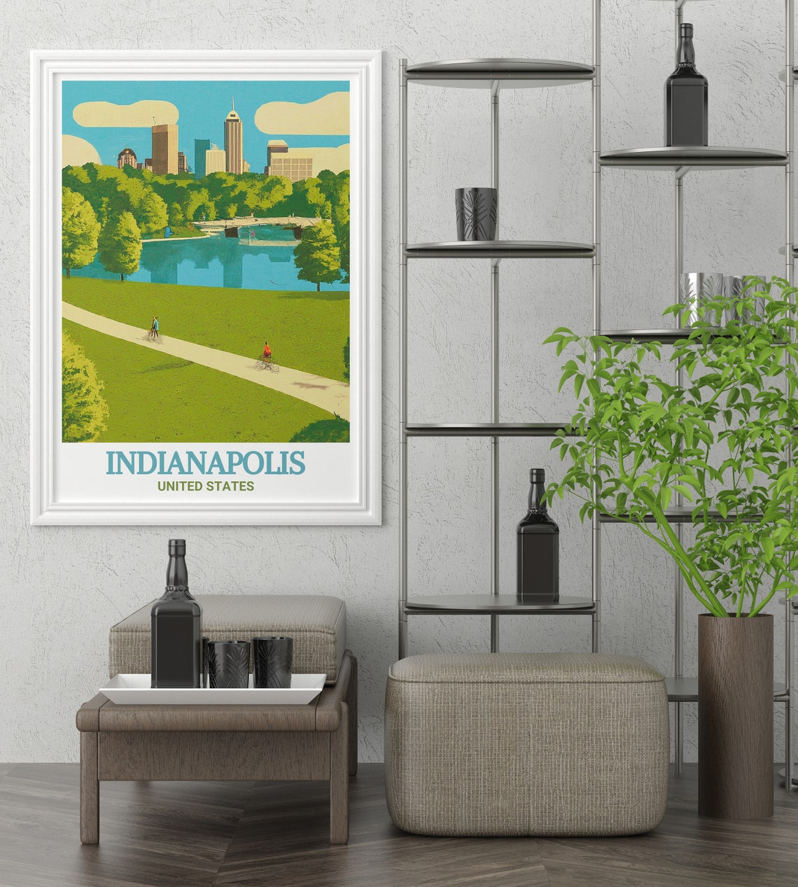 Indianapolis White River State Park Downtown Skyline Travel Poster - Image 3