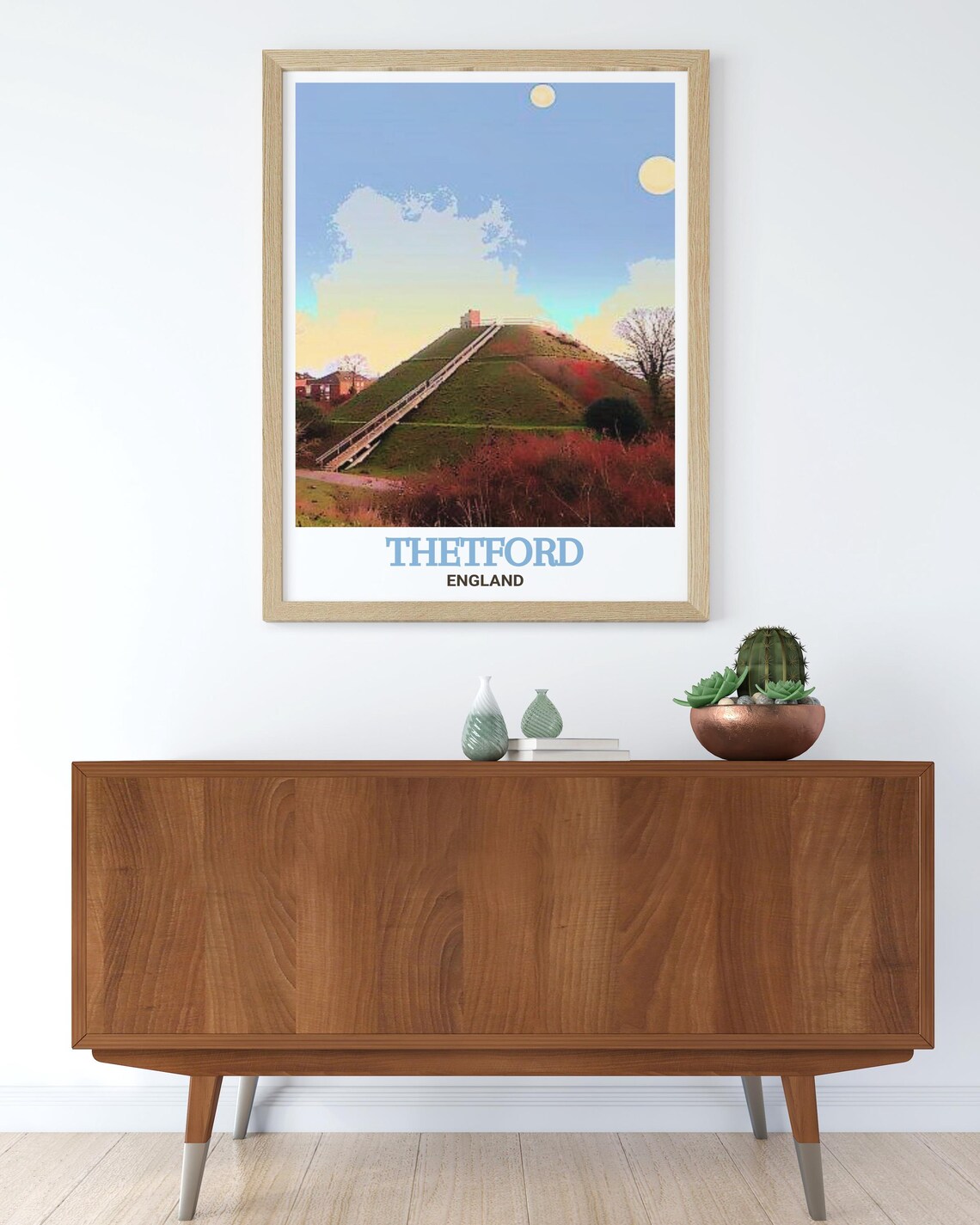 Thetford Castle Hill Grassy Mound England Historic Travel Poster - Image 3
