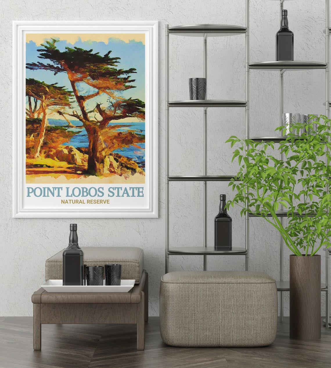 Point Lobos California Cypress Trees Rocky Coast Reserve Travel Poster - Image 2