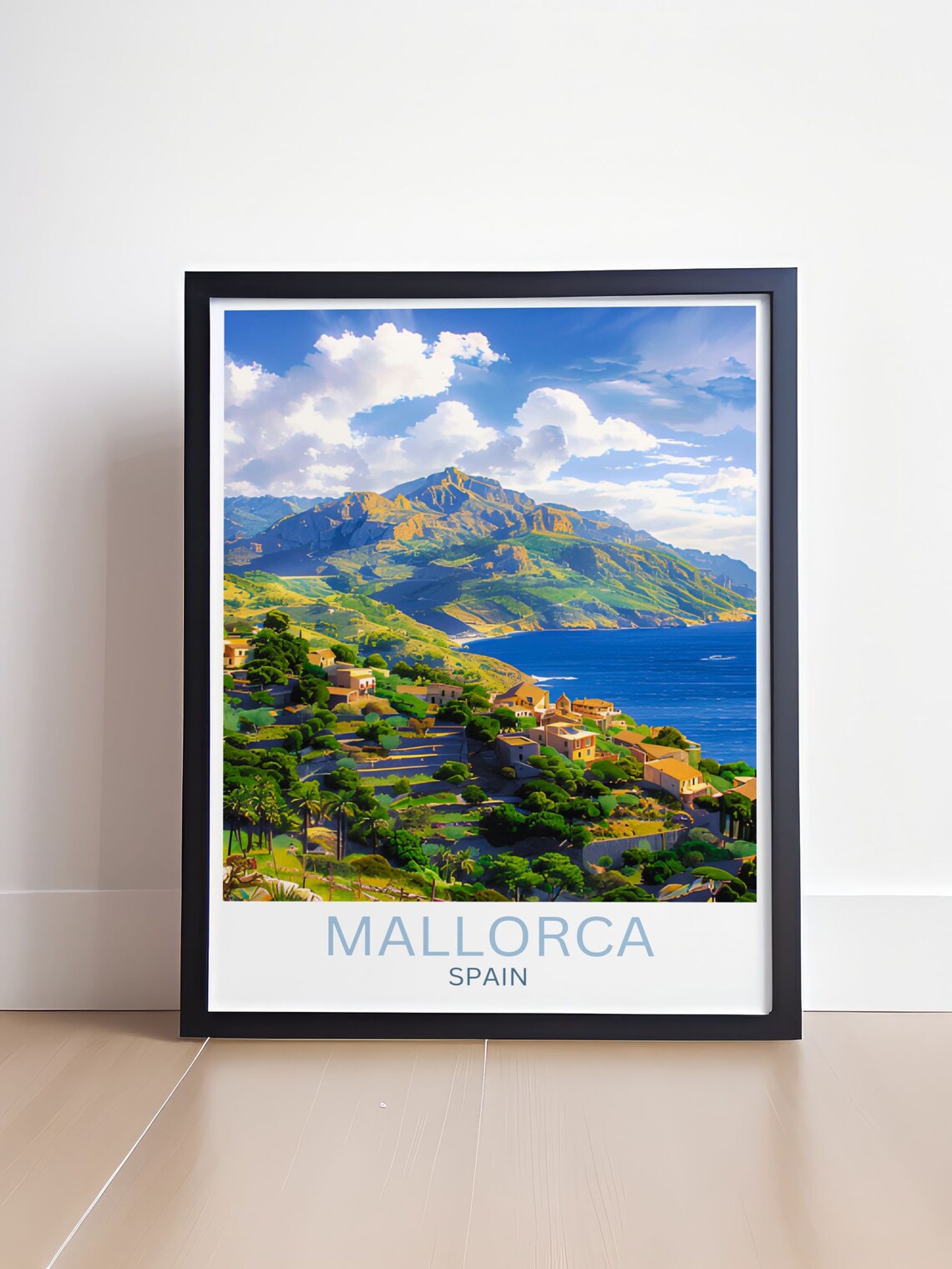 Mallorca Spain Coastal Mountain Village Mediterranean Travel Poster - Image 4