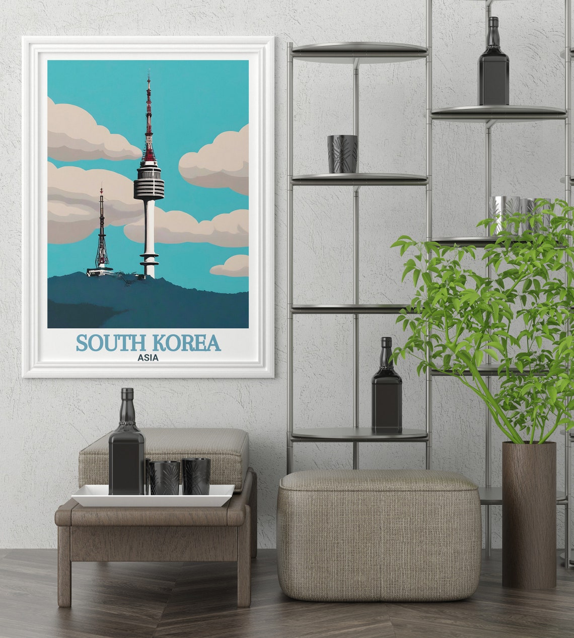 N Seoul Tower Namsan Mountain Iconic South Korea Travel Poster - Image 3