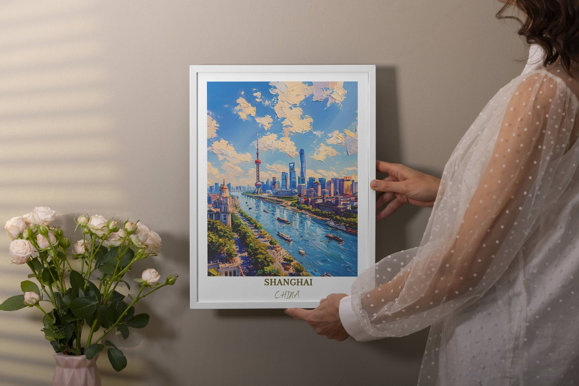 Shanghai China The Bund Waterfront Panoramic River View Travel Poster - Image 4