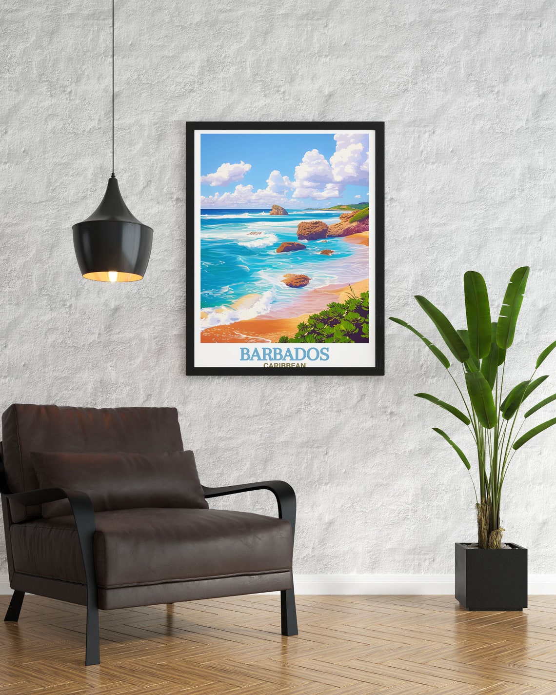 Barbados Bathsheba Beach Rocky Surf Atlantic Coast Scene Poster - Image 2