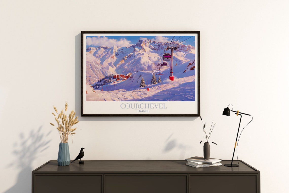 Courchevel France Gondola Ride Sunset Snowy Slopes Winter Poster - Image 4