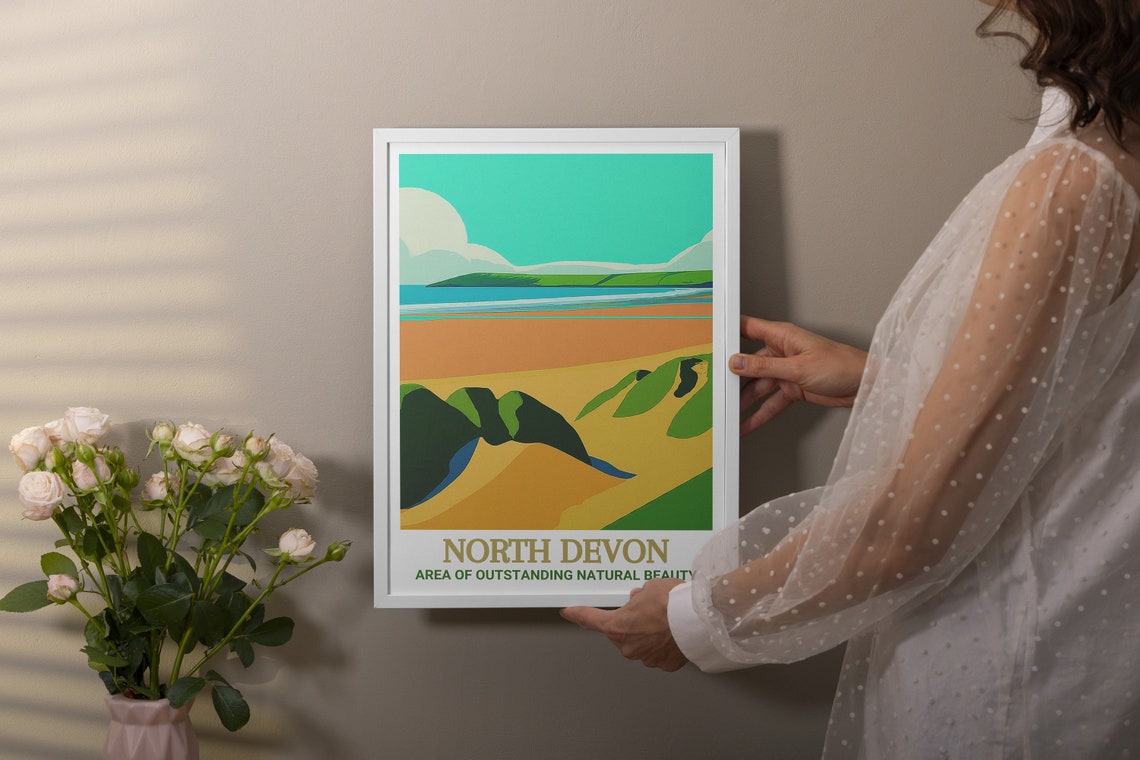 North Devon Saunton Sands Golden Dunes Coast England Art Poster - Image 2