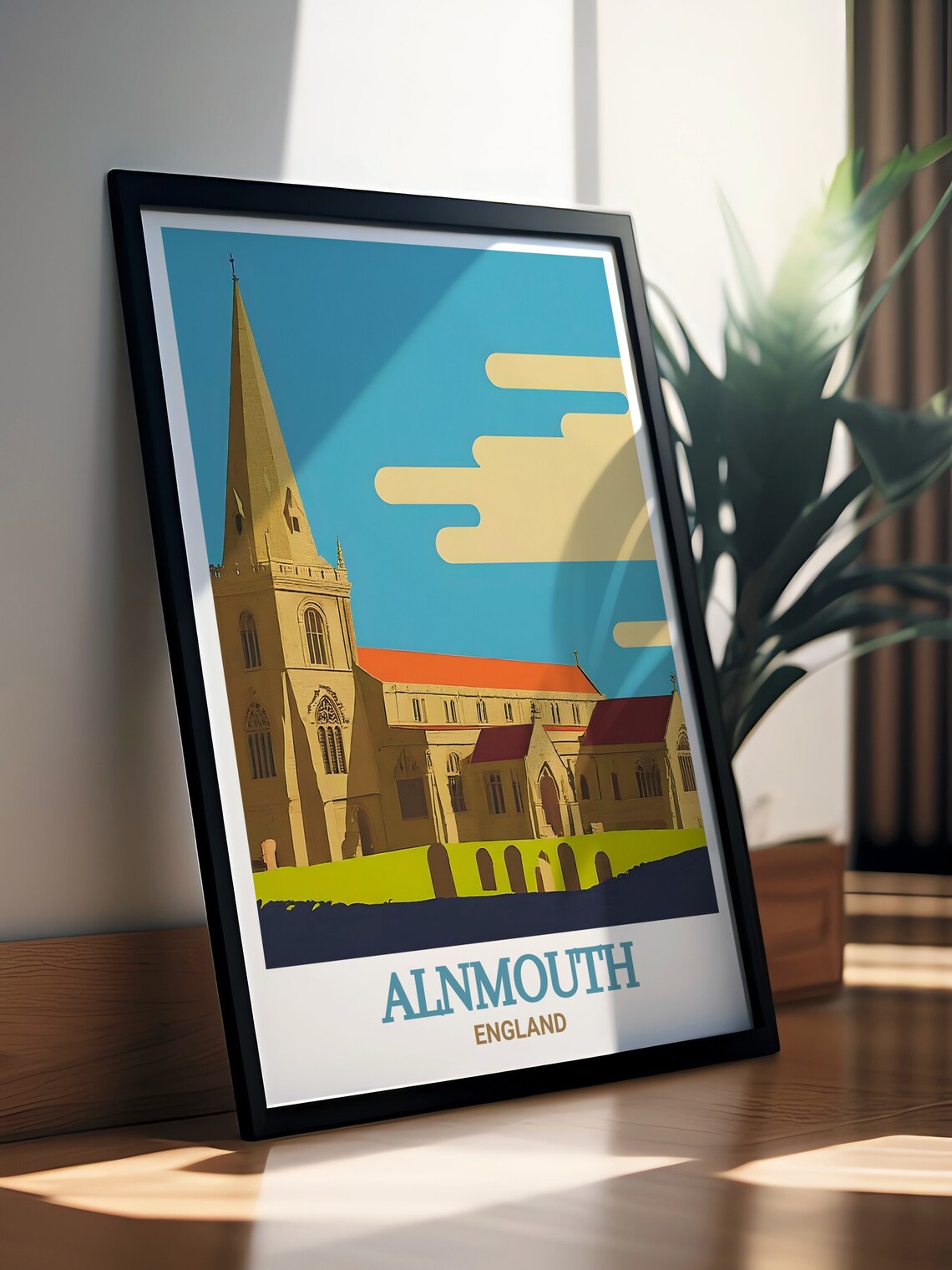 Alnmouth St John Church Poster England Coastal Village Travel Decor - Image 3