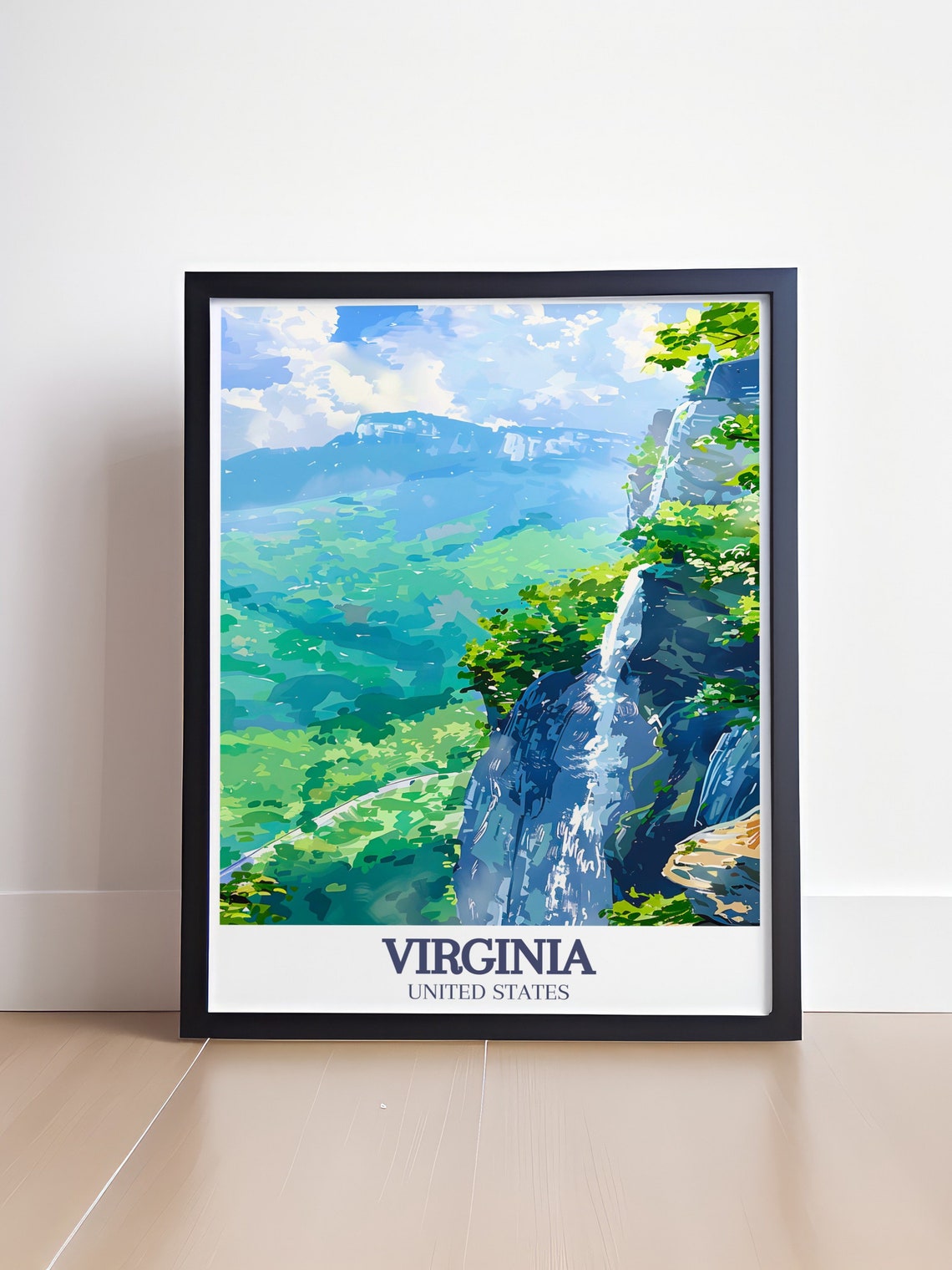 Virginia Blue Ridge Waterfall Mountain Valley Scenic Travel Poster - Image 4