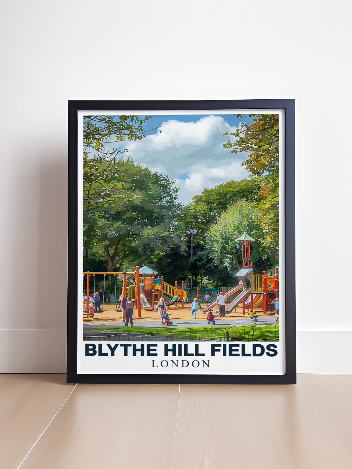 Blythe Hill Fields London Playground Sunny Park Family Travel Poster - Image 4
