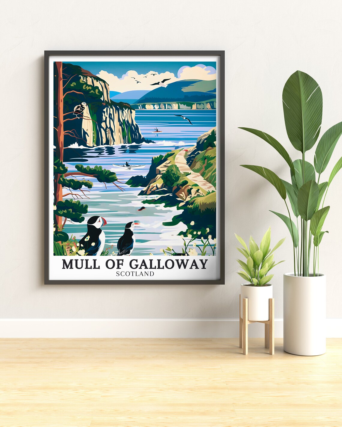 Mull of Galloway Coastal Puffins Sea Cliffs Scotland Travel Poster - Image 3