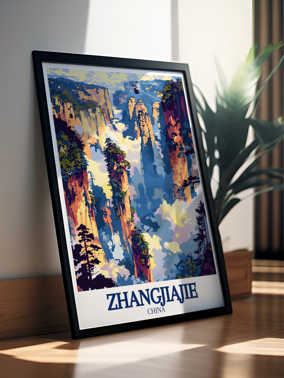 Zhangjiajie China Towering Sandstone Pillars Cable Car Travel Poster - Image 2