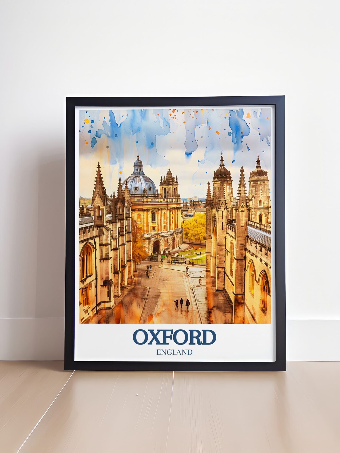 Oxford England Radcliffe Camera Watercolor College Street Poster - Image 4